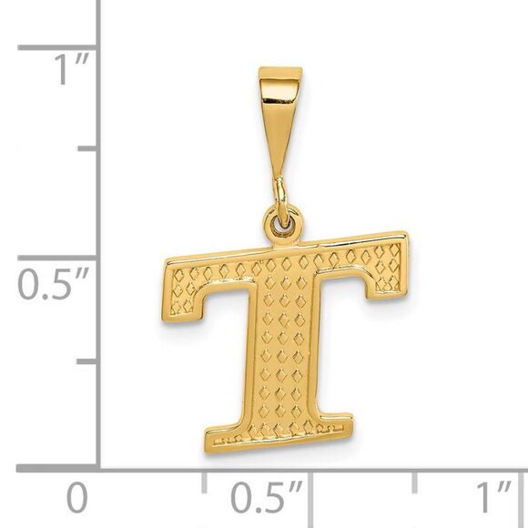 14k Yellow Gold, Ashley Collection, Textured Initial T Pendant - Picture 3 of 4